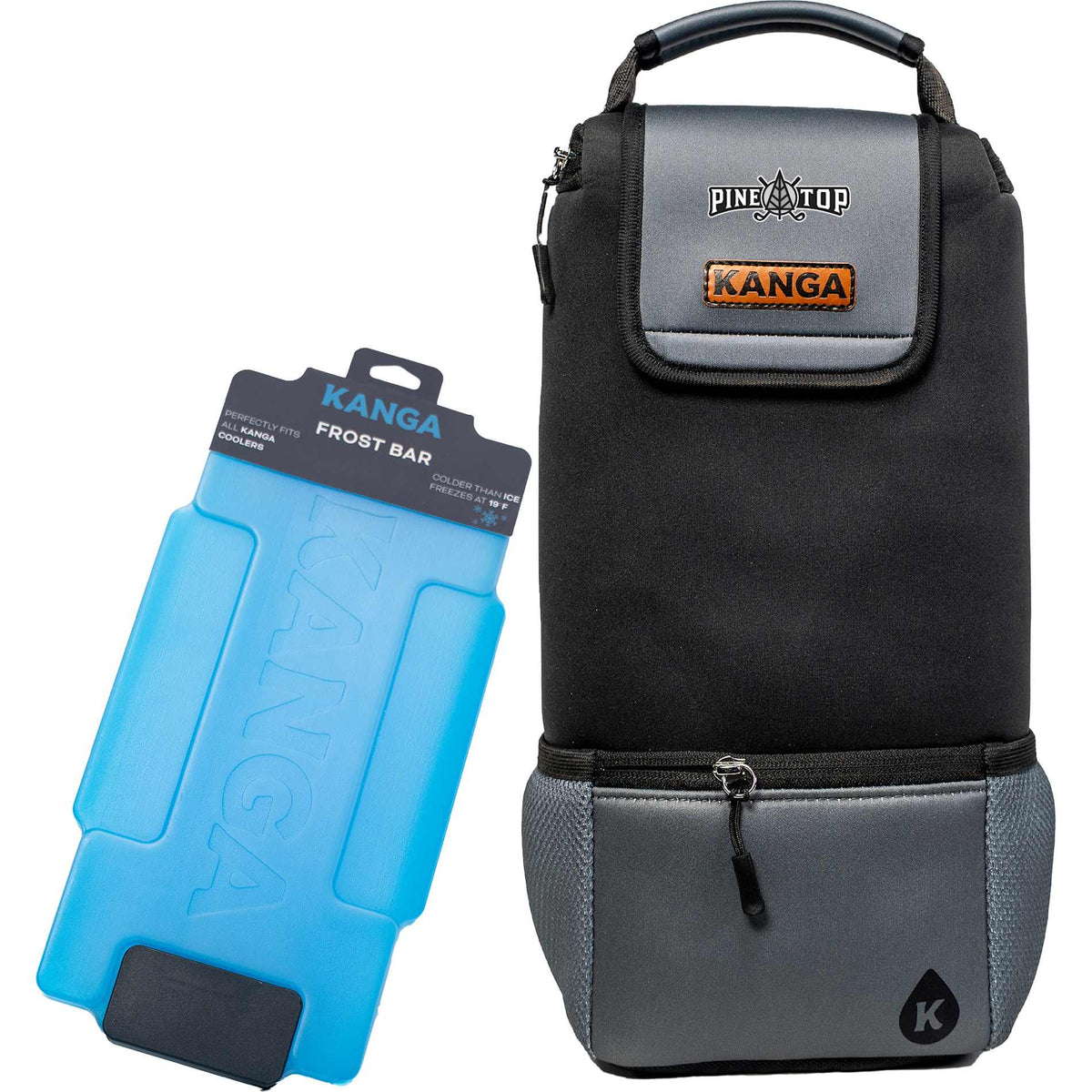 Front View of Black Kanga Hideaway 6 Can Cooler