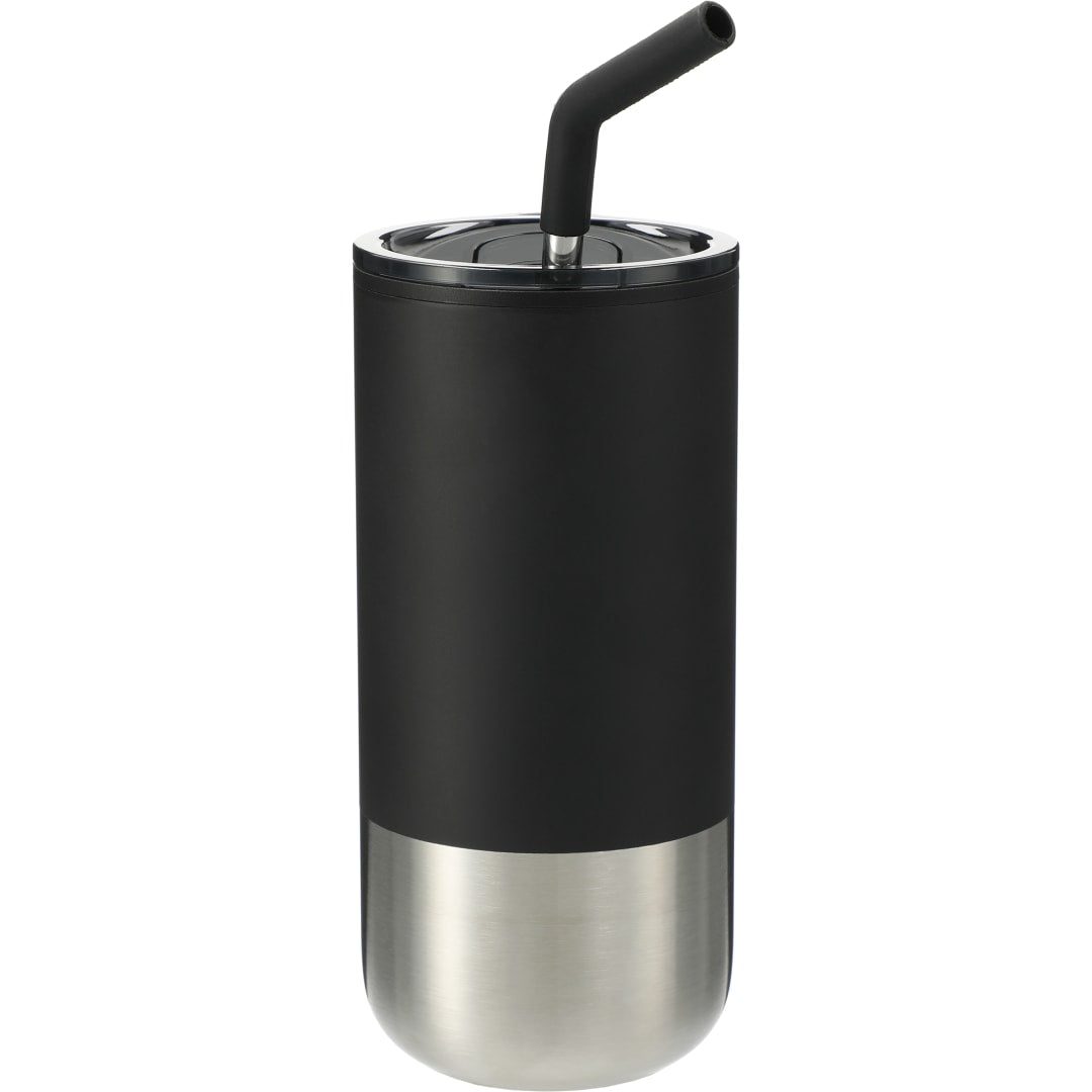 Front View of Black Lagom 16oz Tumbler w/ SS Straw plain