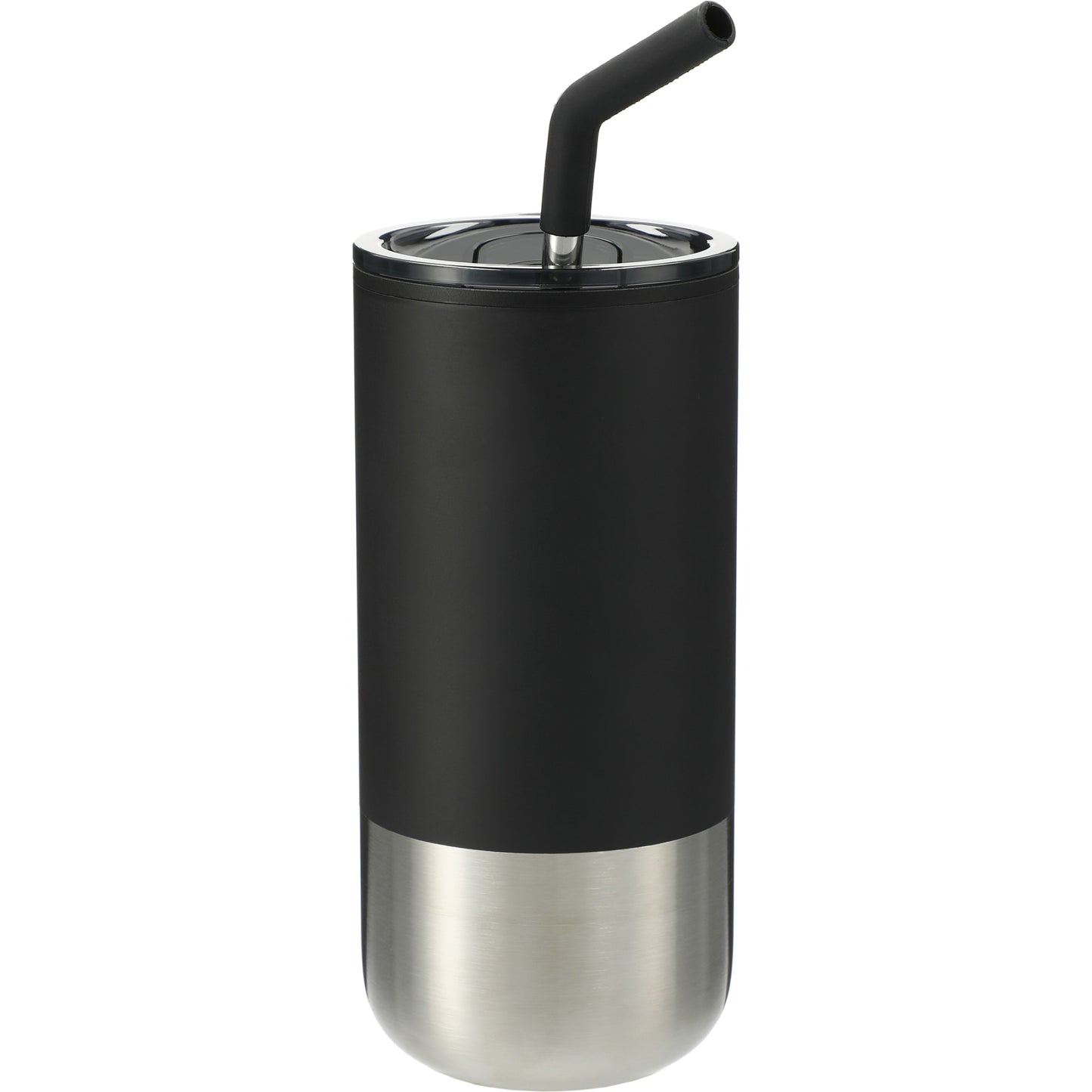 Front View of Black Lagom 16oz Tumbler w/ SS Straw plain
