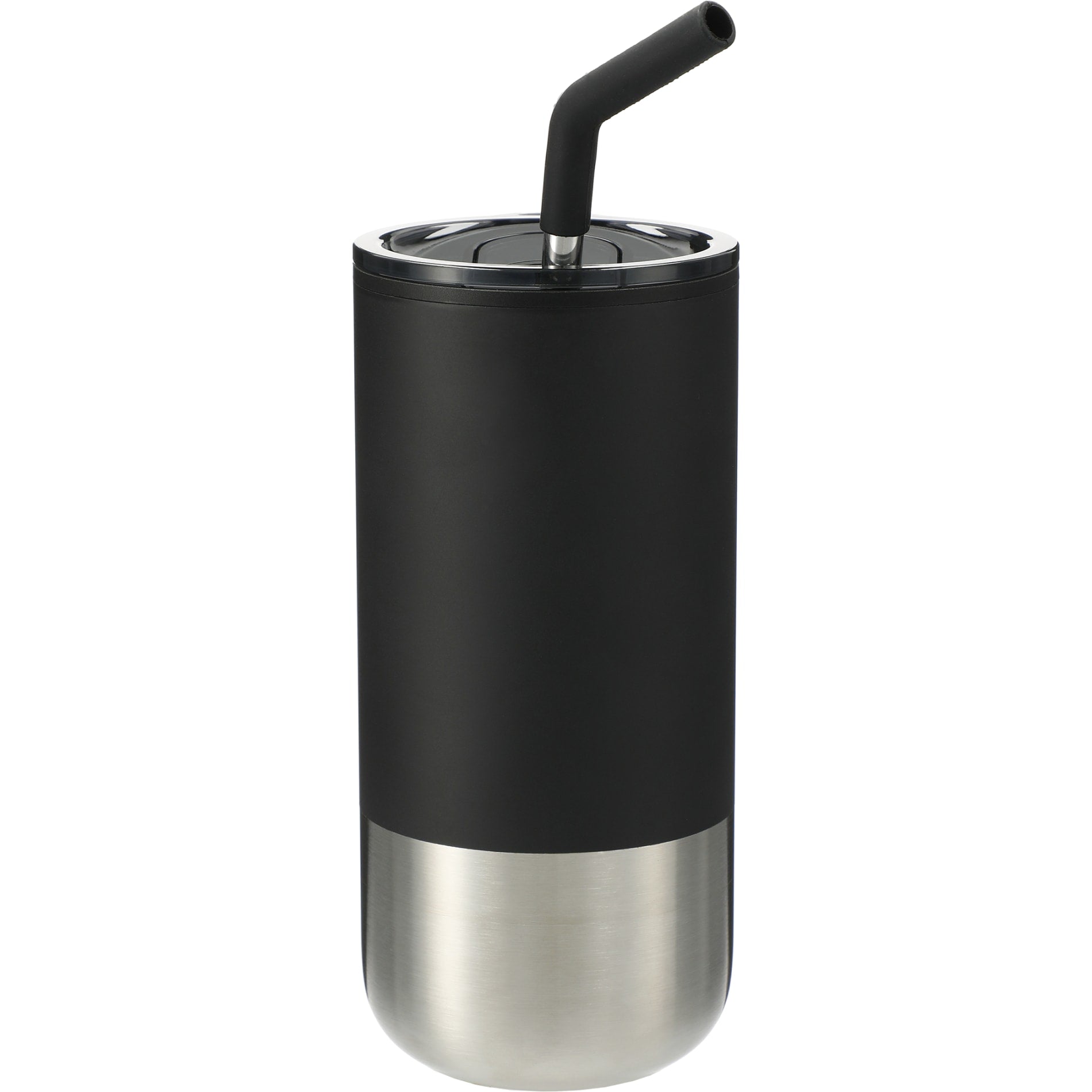 Front View of Black Lagom 16oz Tumbler w/ SS Straw plain