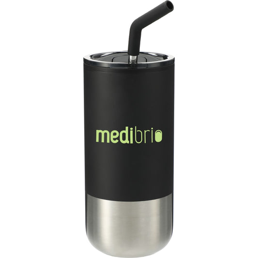Front View of Black Lagom 16oz Tumbler w/ SS Straw
