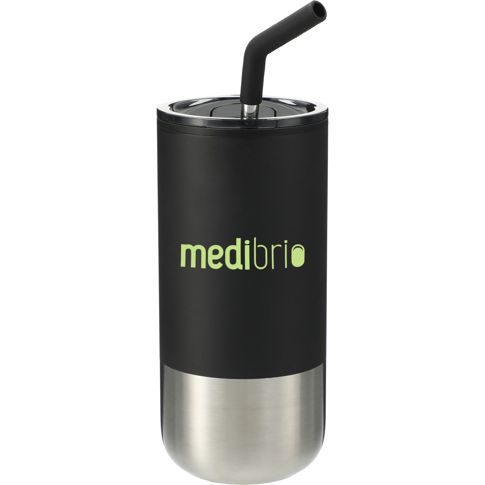 Front View of Black Lagom 16oz Tumbler w/ SS Straw