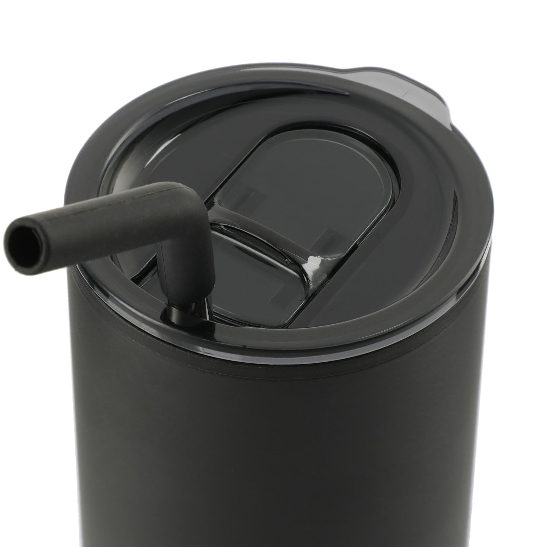 Front View of Black Lagom 16oz Tumbler w/ SS Straw