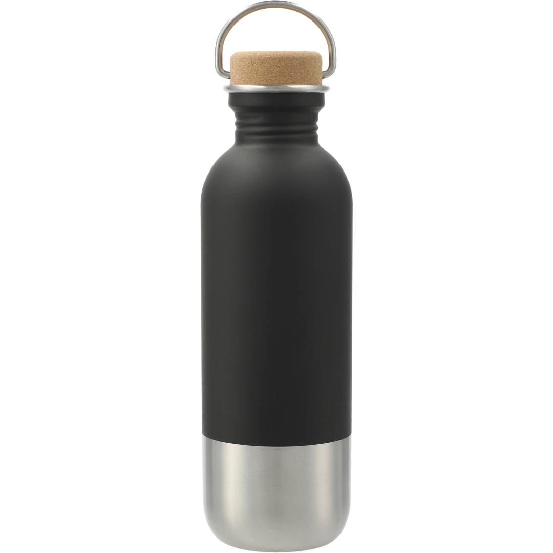 Front View of Black Lagom Single wall Stainless steel Bottle 27oz plain
