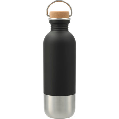 Front View of Black Lagom Single wall Stainless steel Bottle 27oz plain