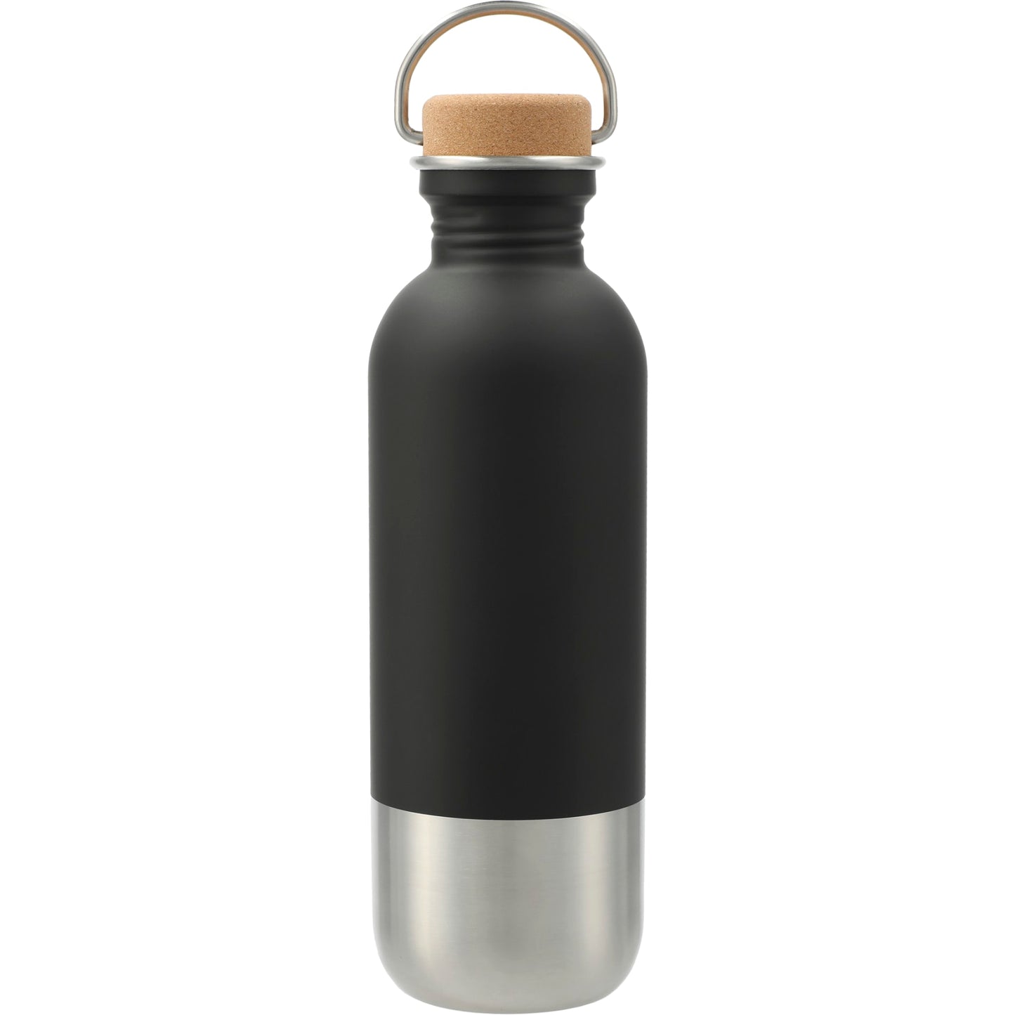Front View of Black Lagom Single wall Stainless steel Bottle 27oz plain