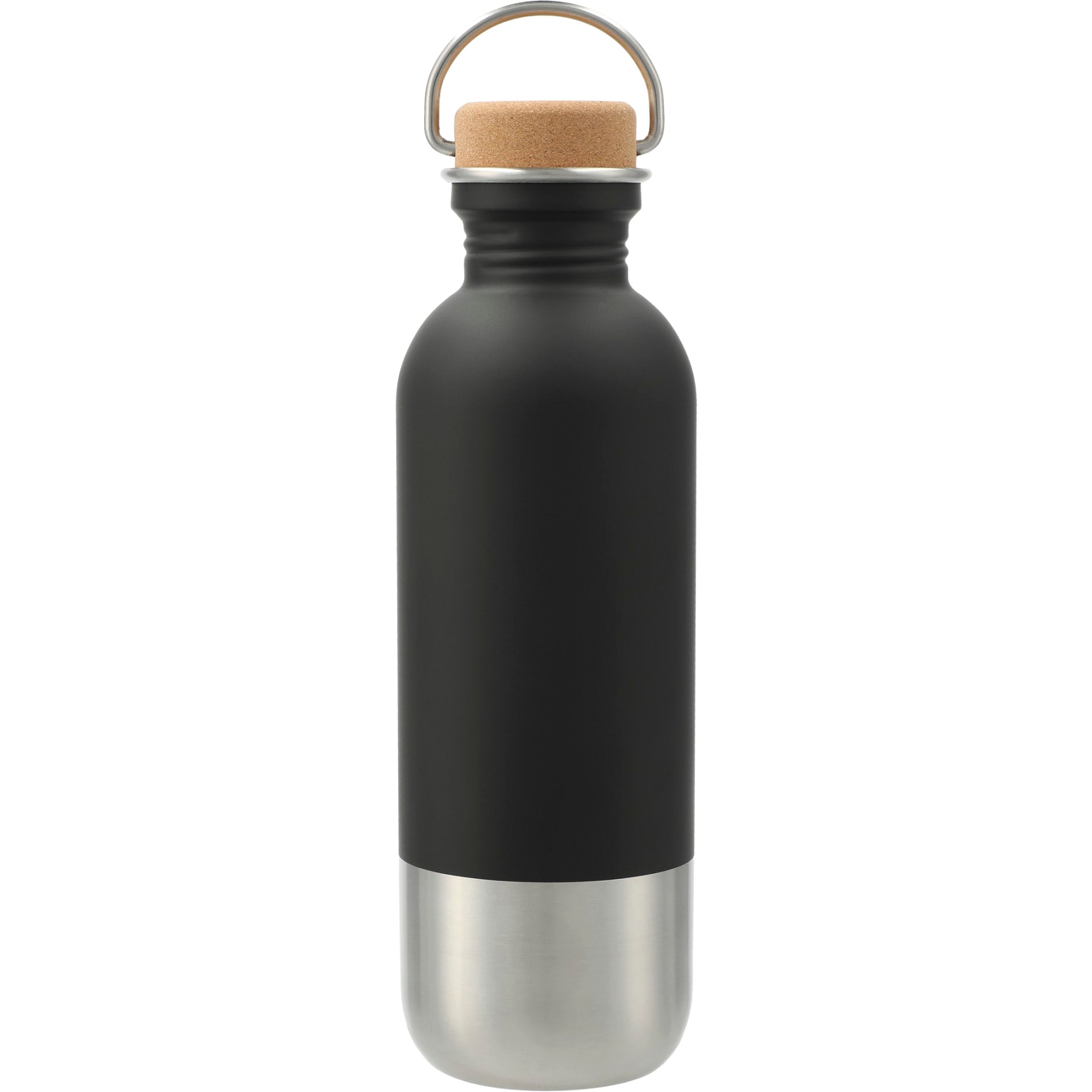 Front View of Black Lagom Single wall Stainless steel Bottle 27oz plain