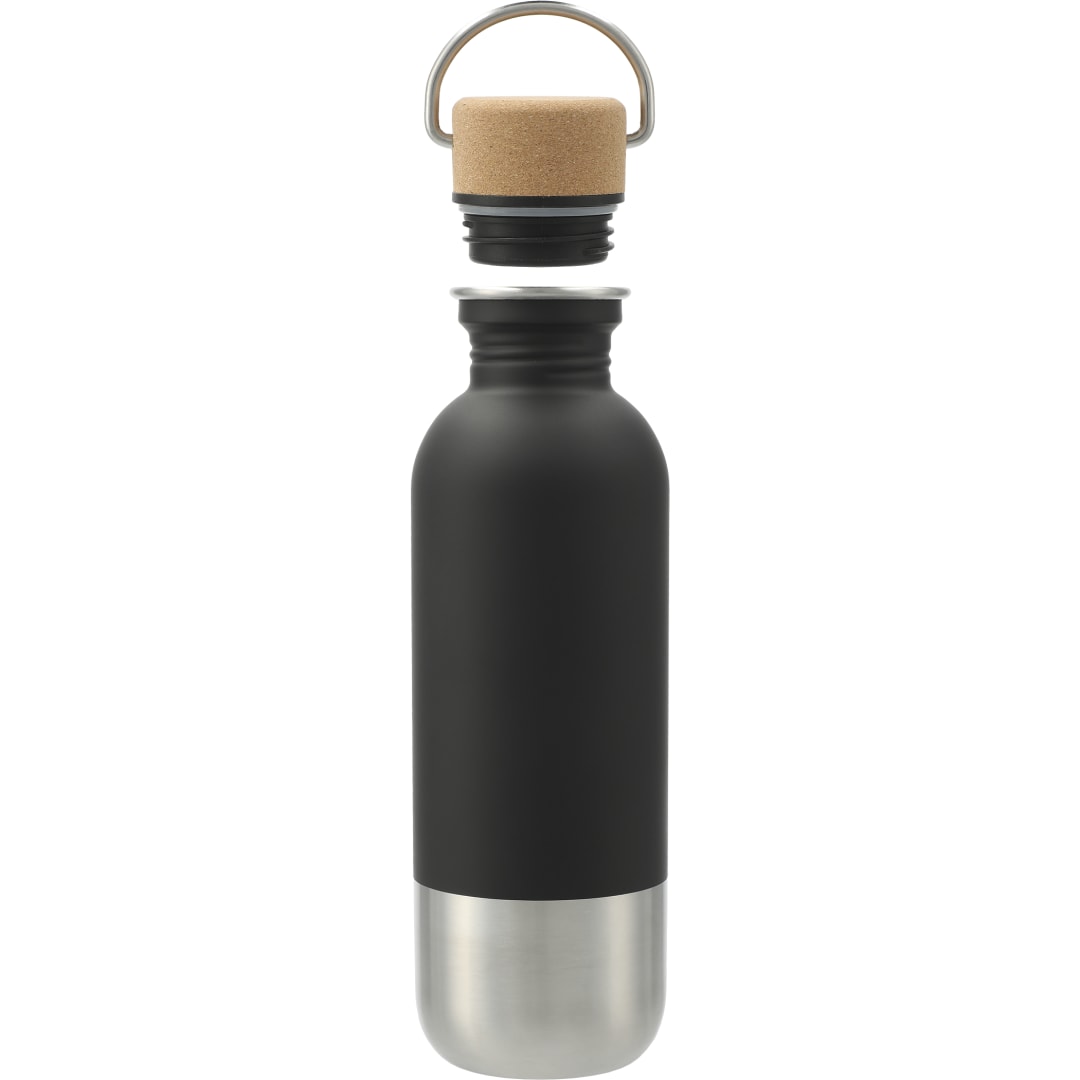 Front View of Black Lagom Single wall Stainless steel Bottle 27oz plain