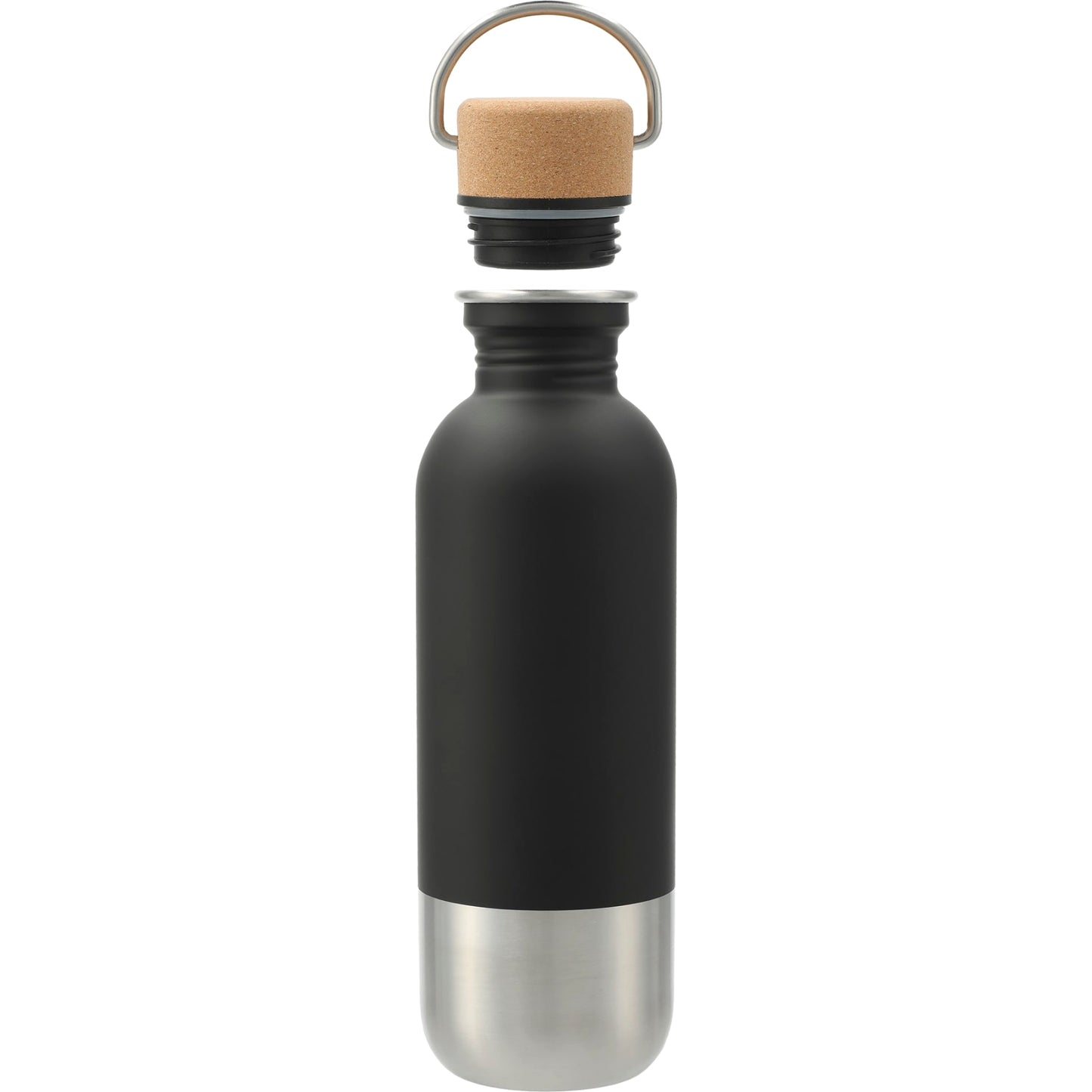 Front View of Black Lagom Single wall Stainless steel Bottle 27oz plain