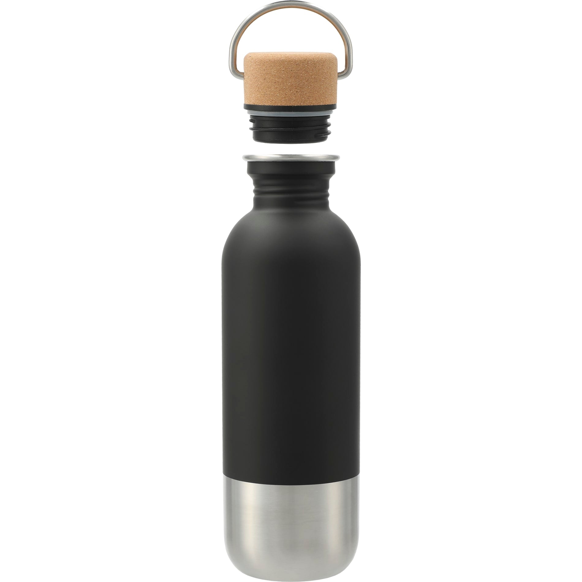 Front View of Black Lagom Single wall Stainless steel Bottle 27oz plain
