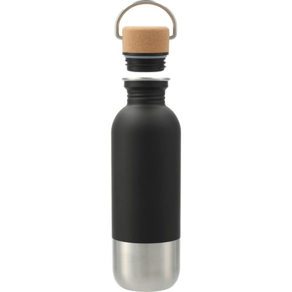 Front View of Black Lagom Single wall Stainless steel Bottle 27oz plain