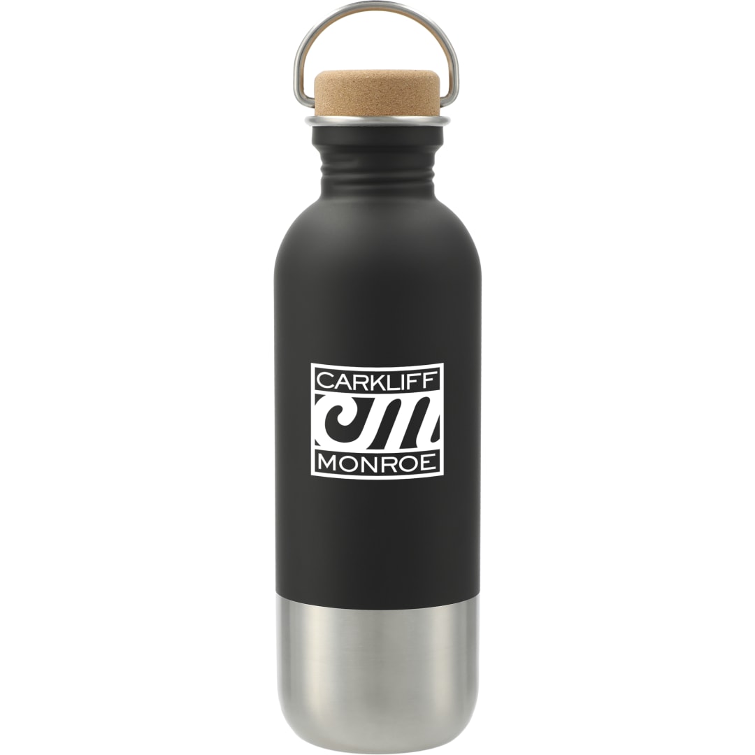 Front View of Black Lagom Single wall Stainless steel Bottle 27oz