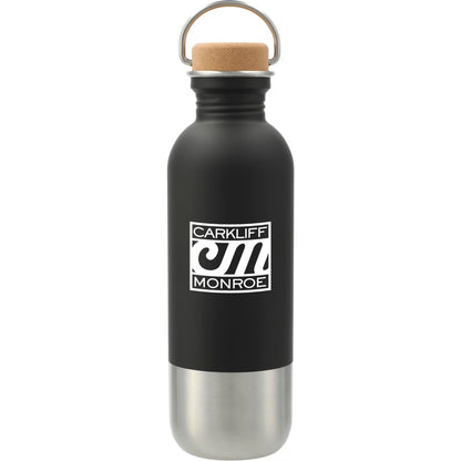Front View of Black Lagom Single wall Stainless steel Bottle 27oz