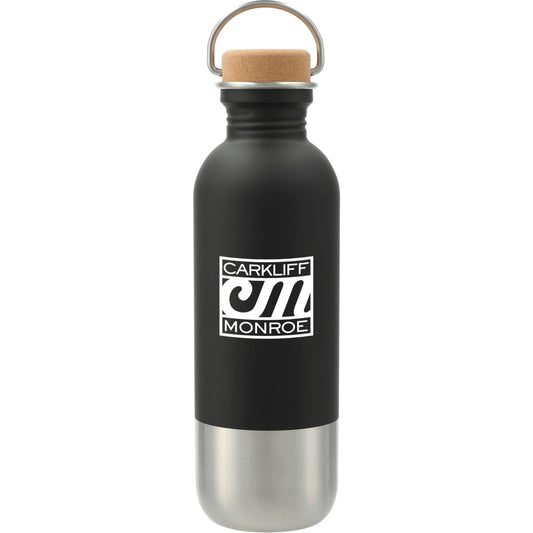 Front View of Black Lagom Single wall Stainless steel Bottle 27oz