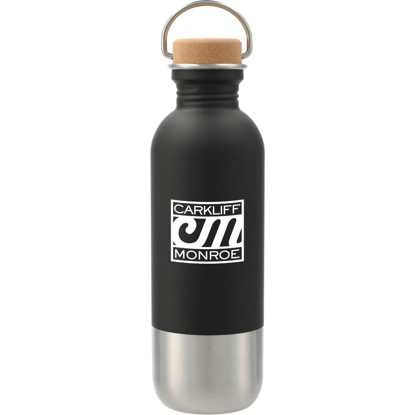 Front View of Black Lagom Single wall Stainless steel Bottle 27oz