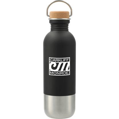 Front View of Black Lagom Single wall Stainless steel Bottle 27oz