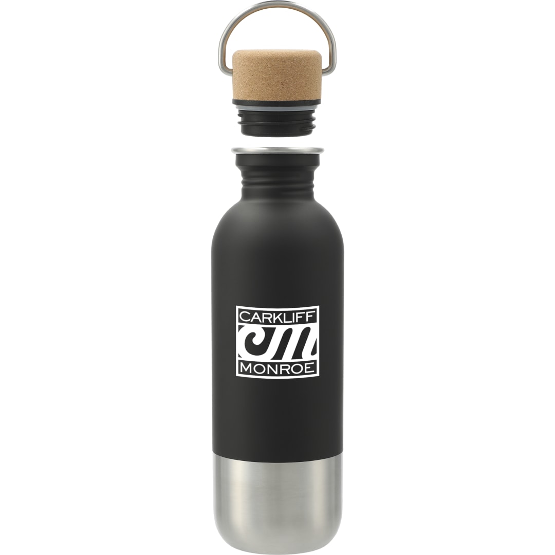 Front View of Black Lagom Single wall Stainless steel Bottle 27oz