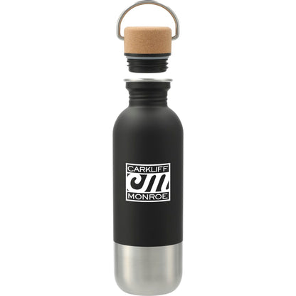 Front View of Black Lagom Single wall Stainless steel Bottle 27oz