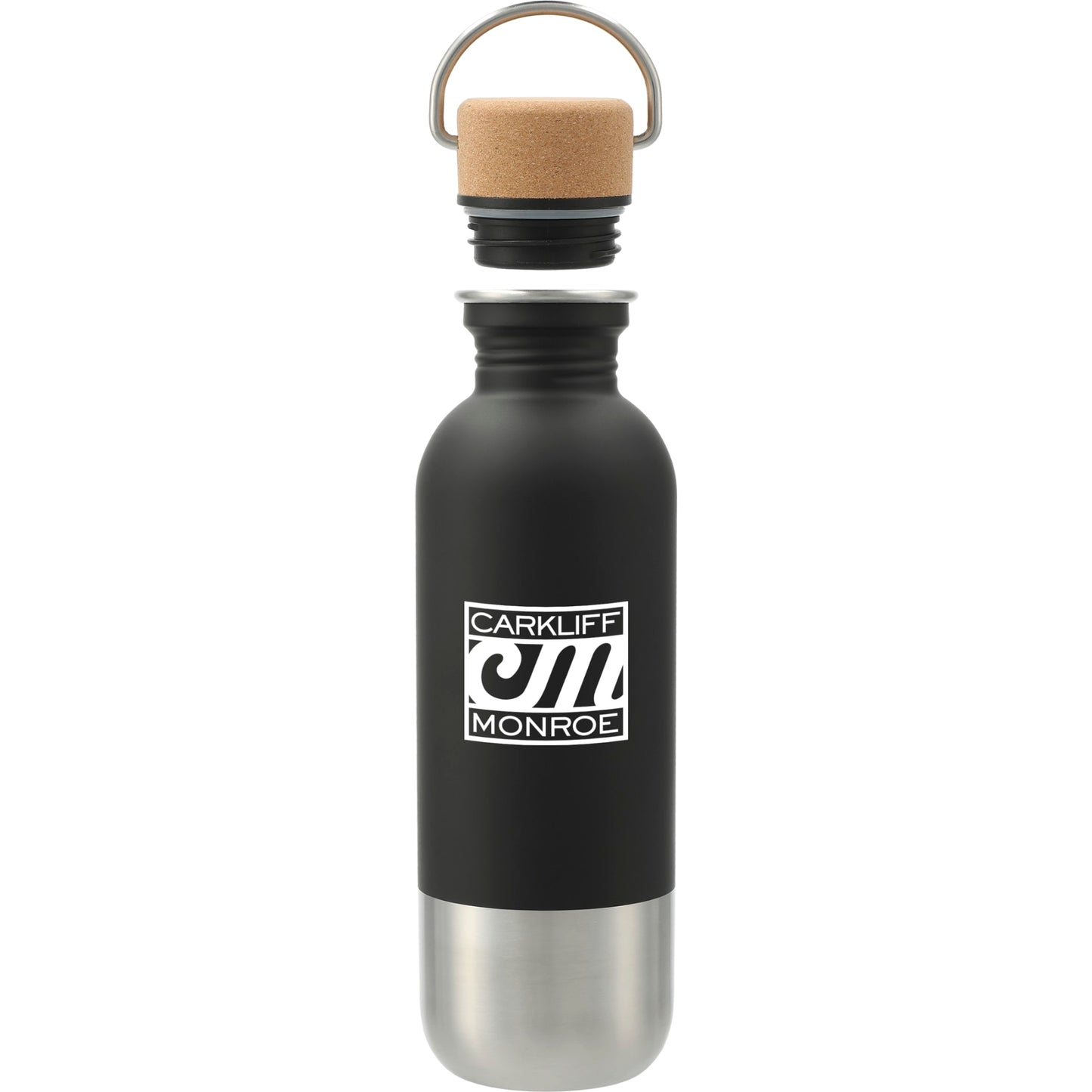 Front View of Black Lagom Single wall Stainless steel Bottle 27oz
