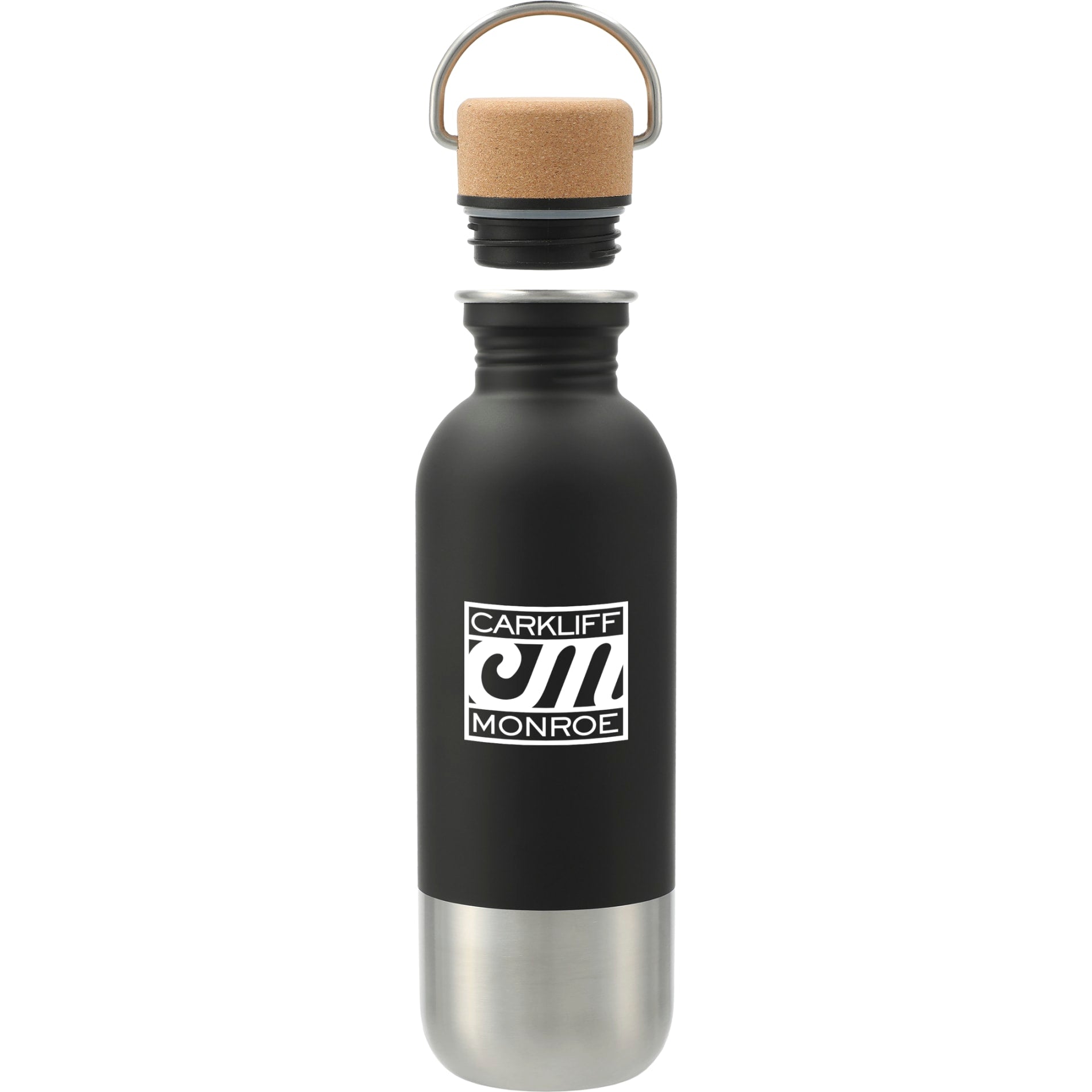 Front View of Black Lagom Single wall Stainless steel Bottle 27oz