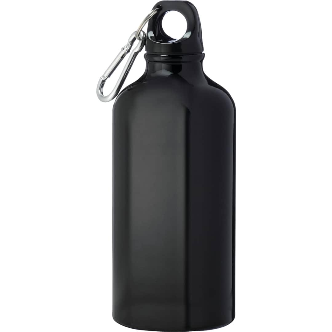 Front View of Black Li'l Shorty 17oz Aluminum Sports Bottle plain