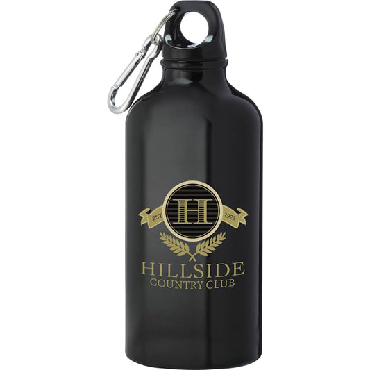Front View of Black Li'l Shorty 17oz Aluminum Sports Bottle