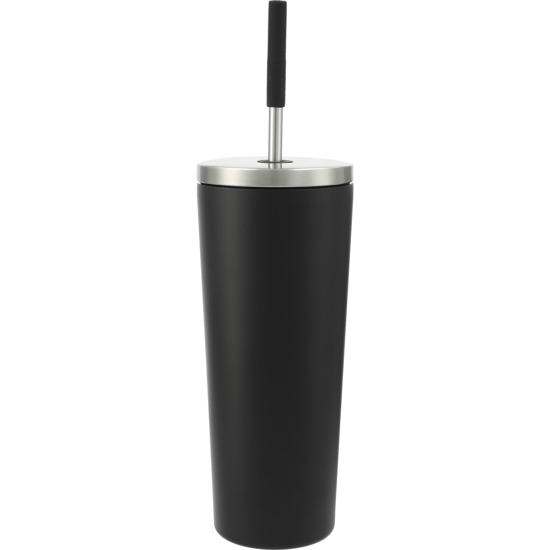 Front View of Black Maia 2-in-1 Copper Vacuum Tumbler Kit 24oz plain