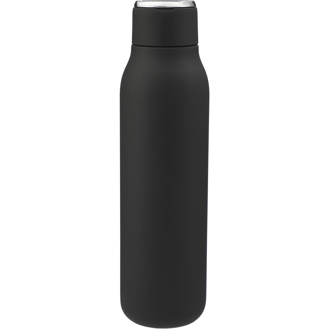 Front View of Black Marka Copper Vac Bottle w/ Metal Loop 20oz plain