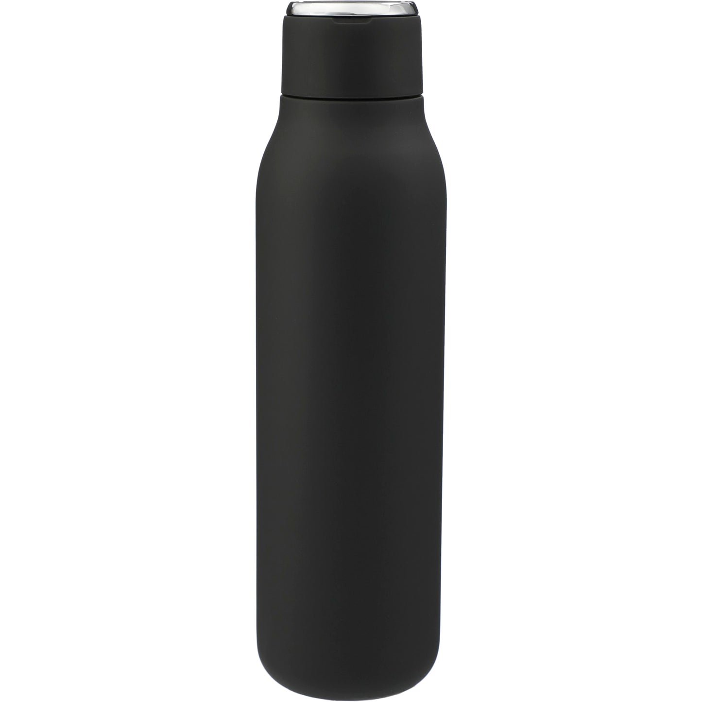 Front View of Black Marka Copper Vac Bottle w/ Metal Loop 20oz plain