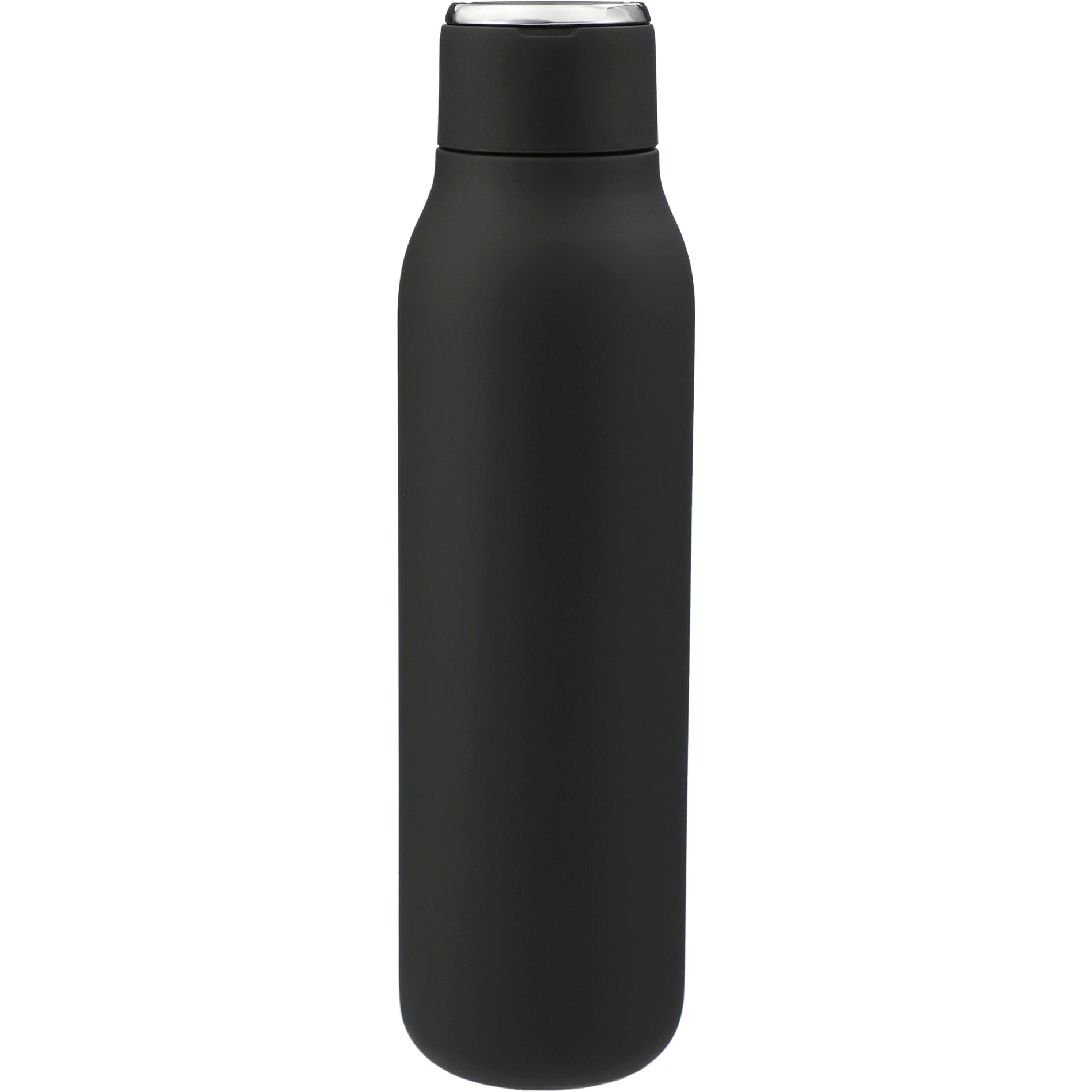 Front View of Black Marka Copper Vac Bottle w/ Metal Loop 20oz plain