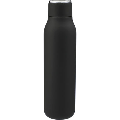 Front View of Black Marka Copper Vac Bottle w/ Metal Loop 20oz plain