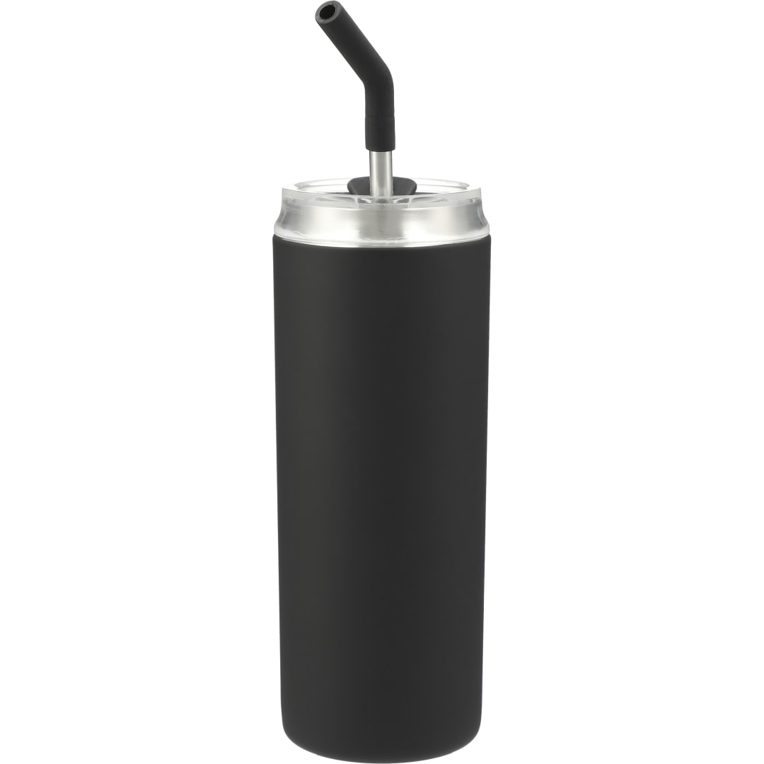Front View of Black Marka Copper Vac Tumbler w/ SS straw 20oz plain