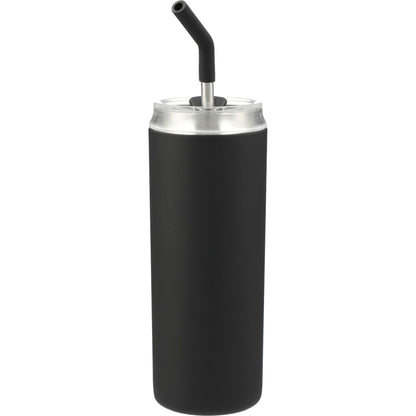Front View of Black Marka Copper Vac Tumbler w/ SS straw 20oz plain