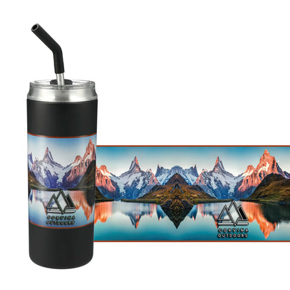 Front View of Black Marka Copper Vac Tumbler w/ SS straw 20oz