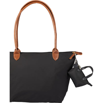 Front View of Black Mini Fontaine Tote Charm
