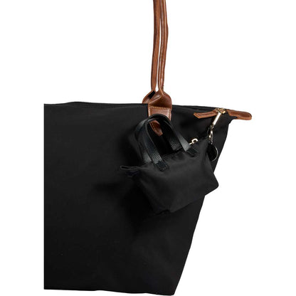 Front View of Black Mini Fontaine Tote Charm