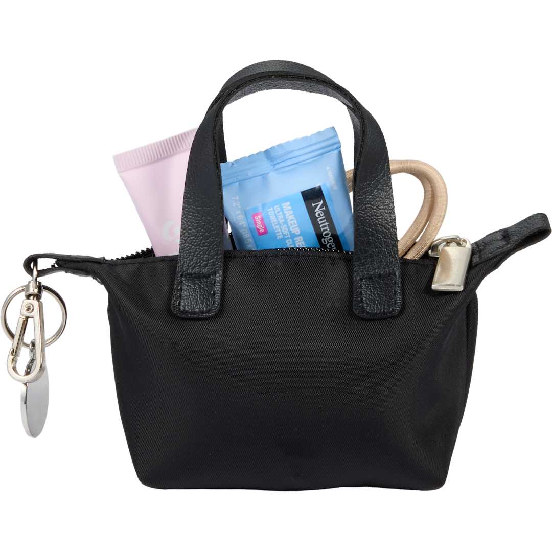 Front View of Black Mini Fontaine Tote Charm