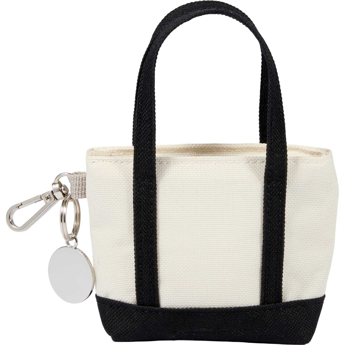 Front View of Black Mini Tote Bag Charm plain