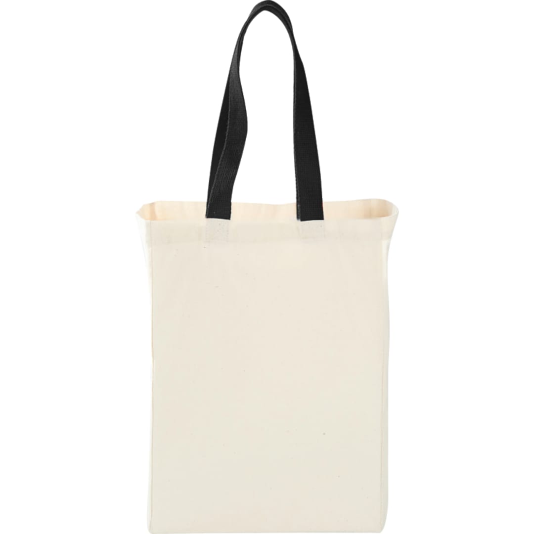 Front View of Black Nebraska 5oz Cotton Canvas Grocery Tote plain