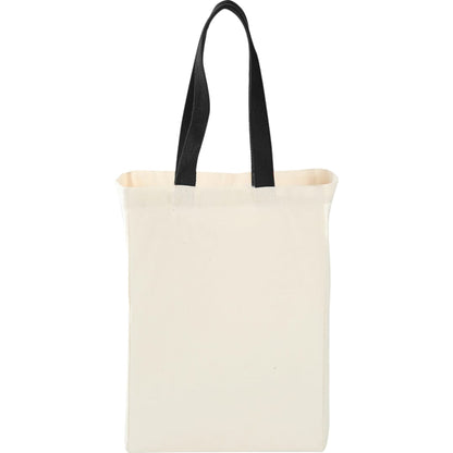 Front View of Black Nebraska 5oz Cotton Canvas Grocery Tote plain