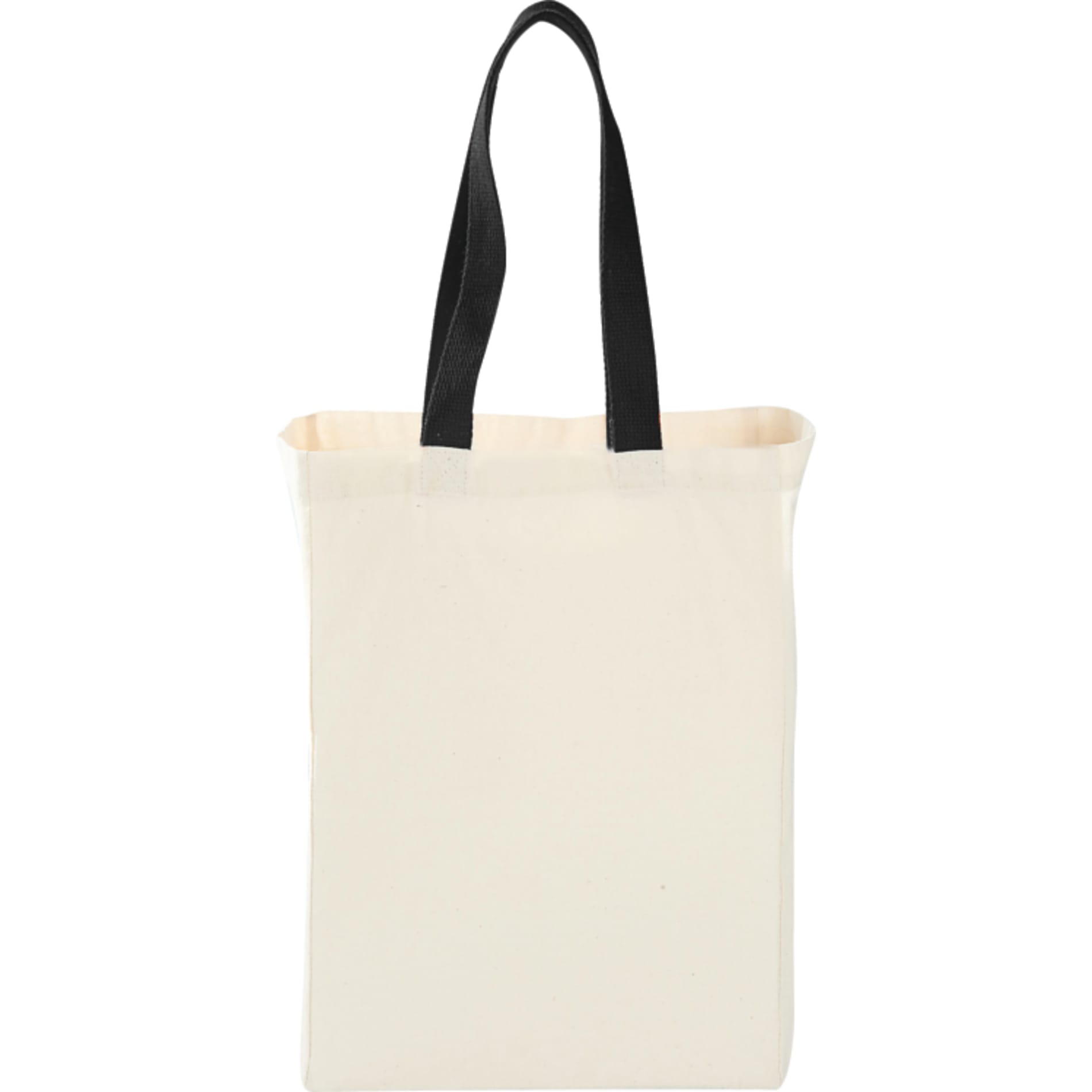 Front View of Black Nebraska 5oz Cotton Canvas Grocery Tote plain