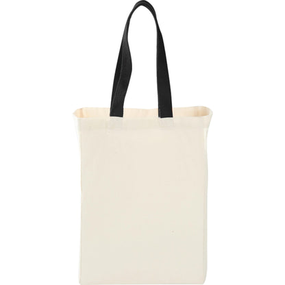 Front View of Black Nebraska 5oz Cotton Canvas Grocery Tote plain