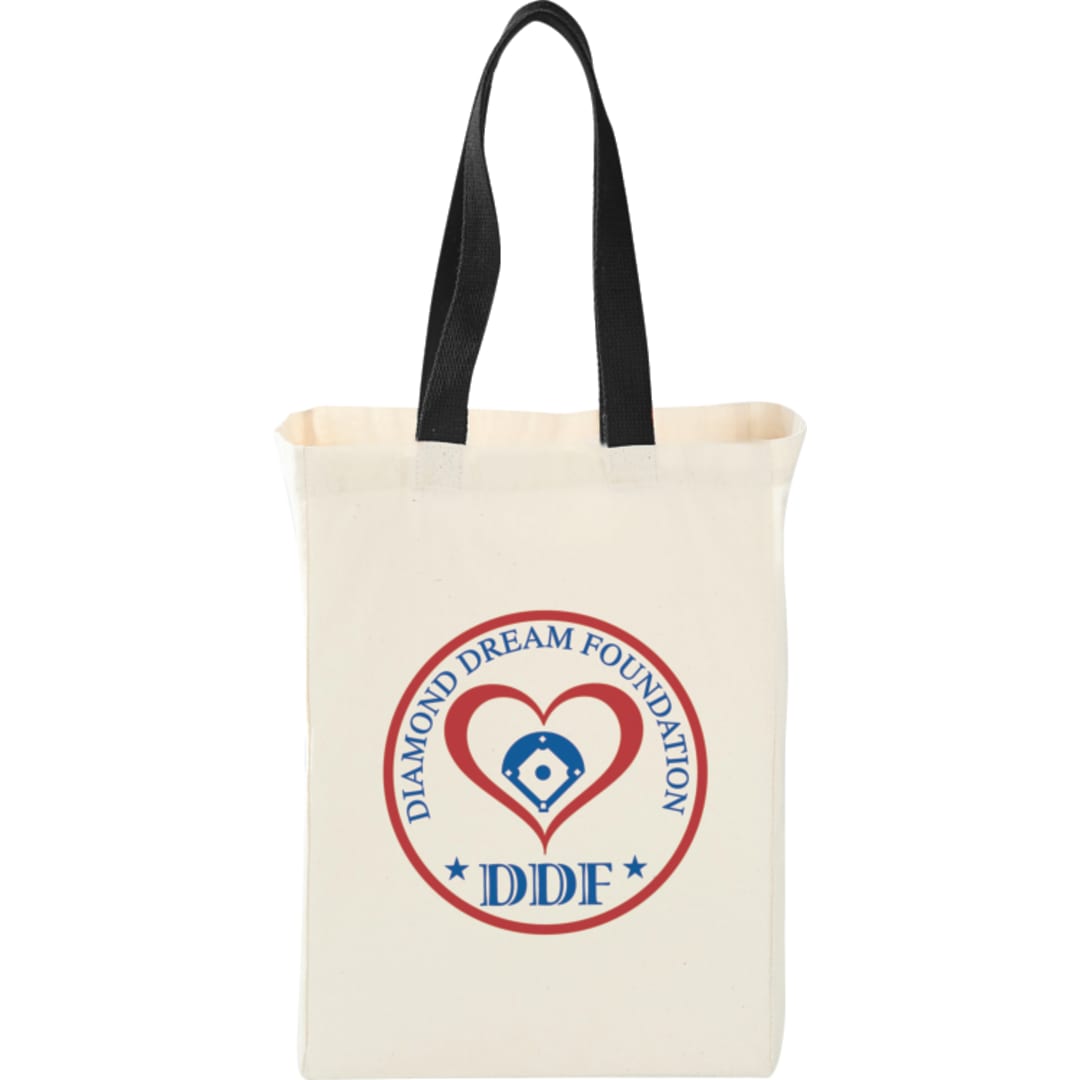 Front View of Black Nebraska 5oz Cotton Canvas Grocery Tote