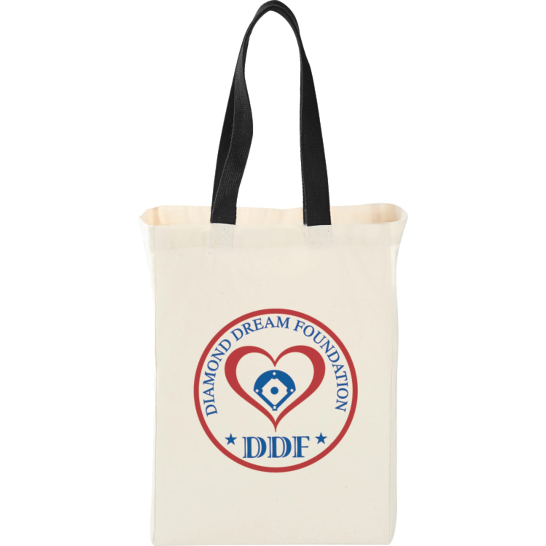 Front View of Black Nebraska 5oz Cotton Canvas Grocery Tote