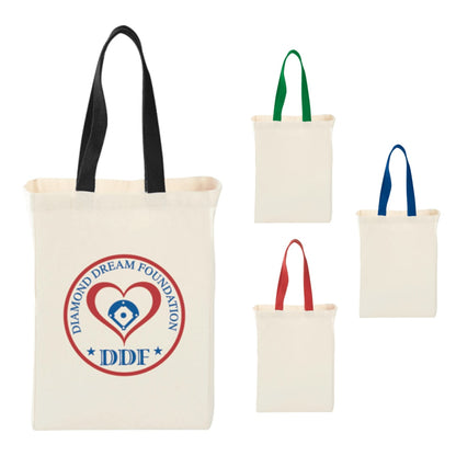 Front View of Black Nebraska 5oz Cotton Canvas Grocery Tote