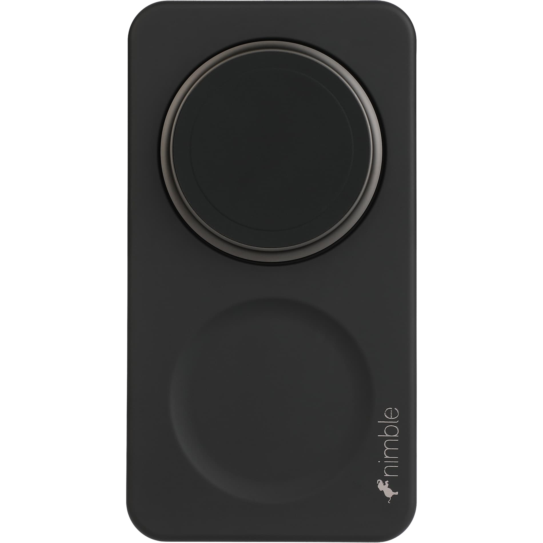 Front View of Black Nimble Podium 2-in-1 Wireless Charging Stand plain