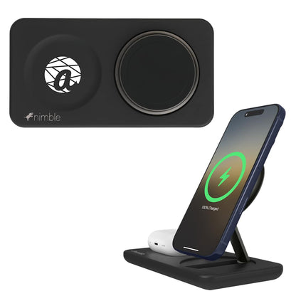 Front View of Black Nimble Podium 2-in-1 Wireless Charging Stand