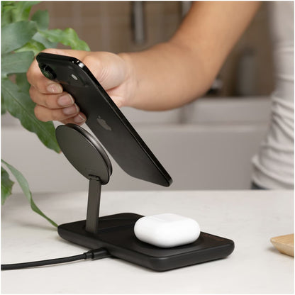 Front View of Black Nimble Podium 2-in-1 Wireless Charging Stand