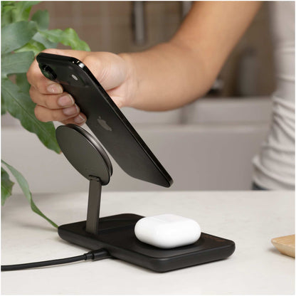 Front View of Black Nimble Podium 2-in-1 Wireless Charging Stand