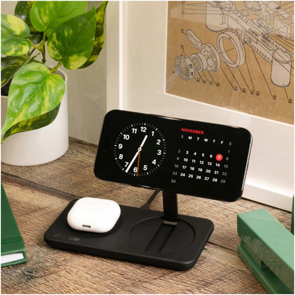 Front View of Black Nimble Podium 2-in-1 Wireless Charging Stand